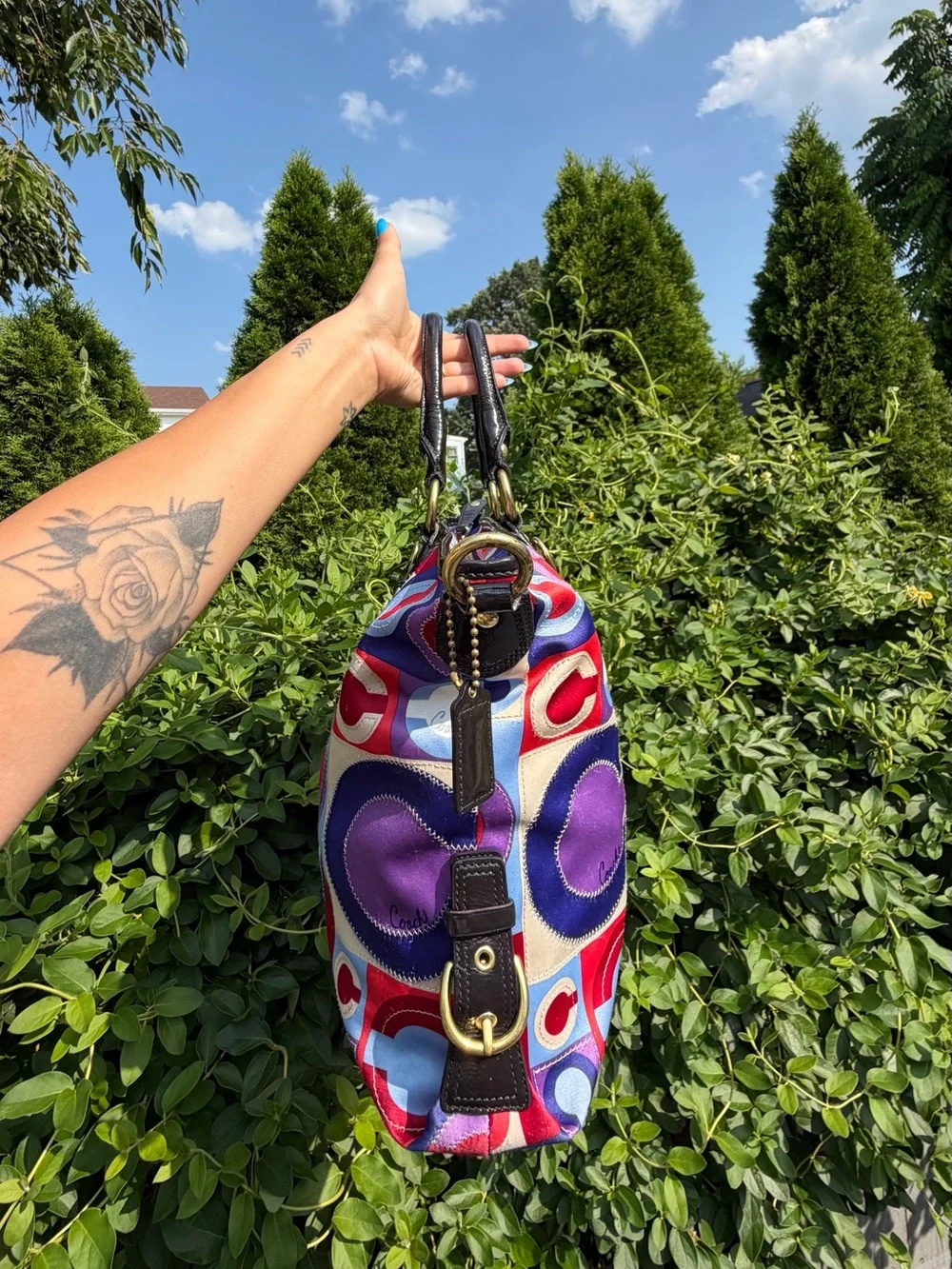 Vintage Y2K Coach Madison Op Art Julianne Multicolor Canvas Tote Bag 2008